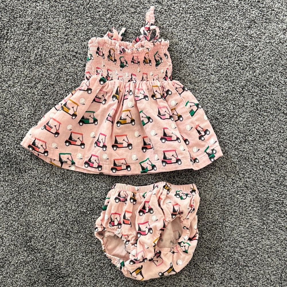 SIIX Pink Baby Dress and Bloomers Set